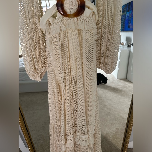 Patbo Fringe & Mesh Cutout Maxi Dress in Ivory - Picture 13 of 13